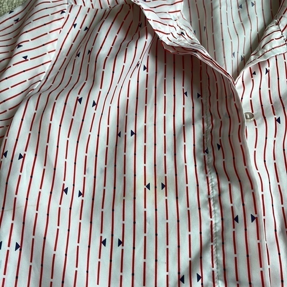 Woman's Vintage White with Red Strips Blouse - Picture 5 of 8